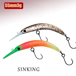 Swolfy Señuelos Crankbait 3g 55mm Hundimiento Lento para Trucha