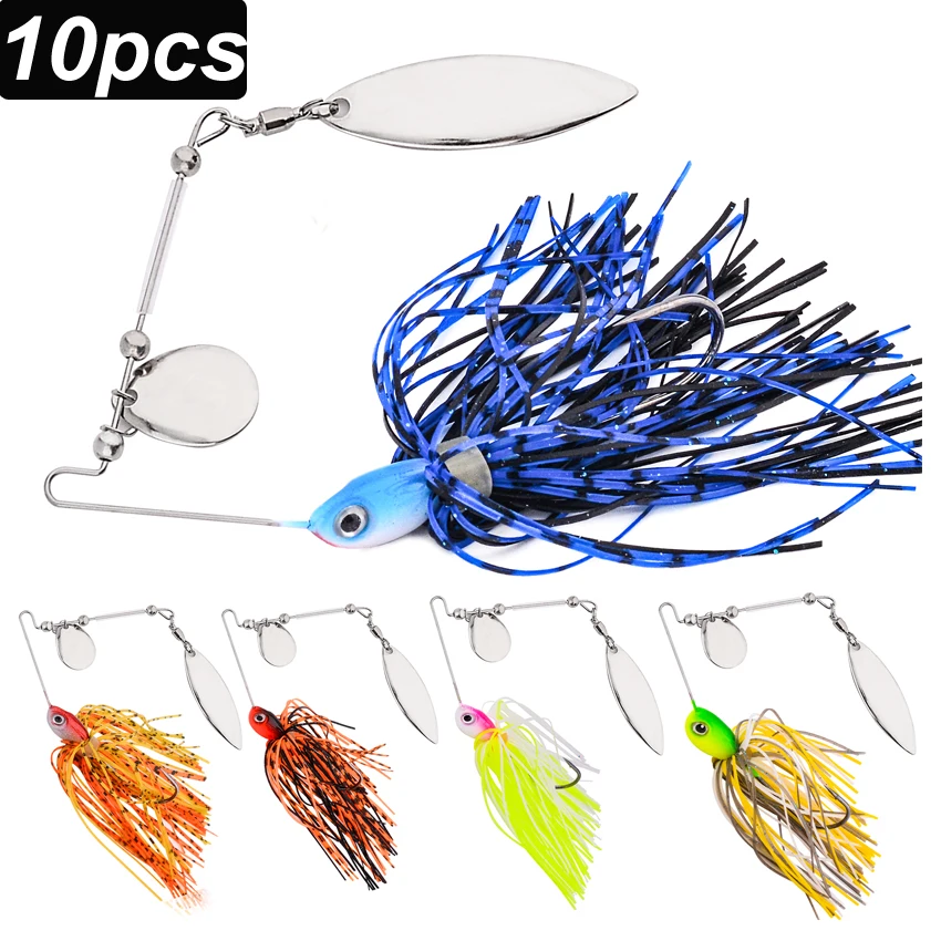 10 unids/set Chatterbait Señuelos de Pesca Kit Spinner cebo de Pesca sin malezas Buzzbait Wobbler Pesca Crankbait para lubina Pike Swimbait