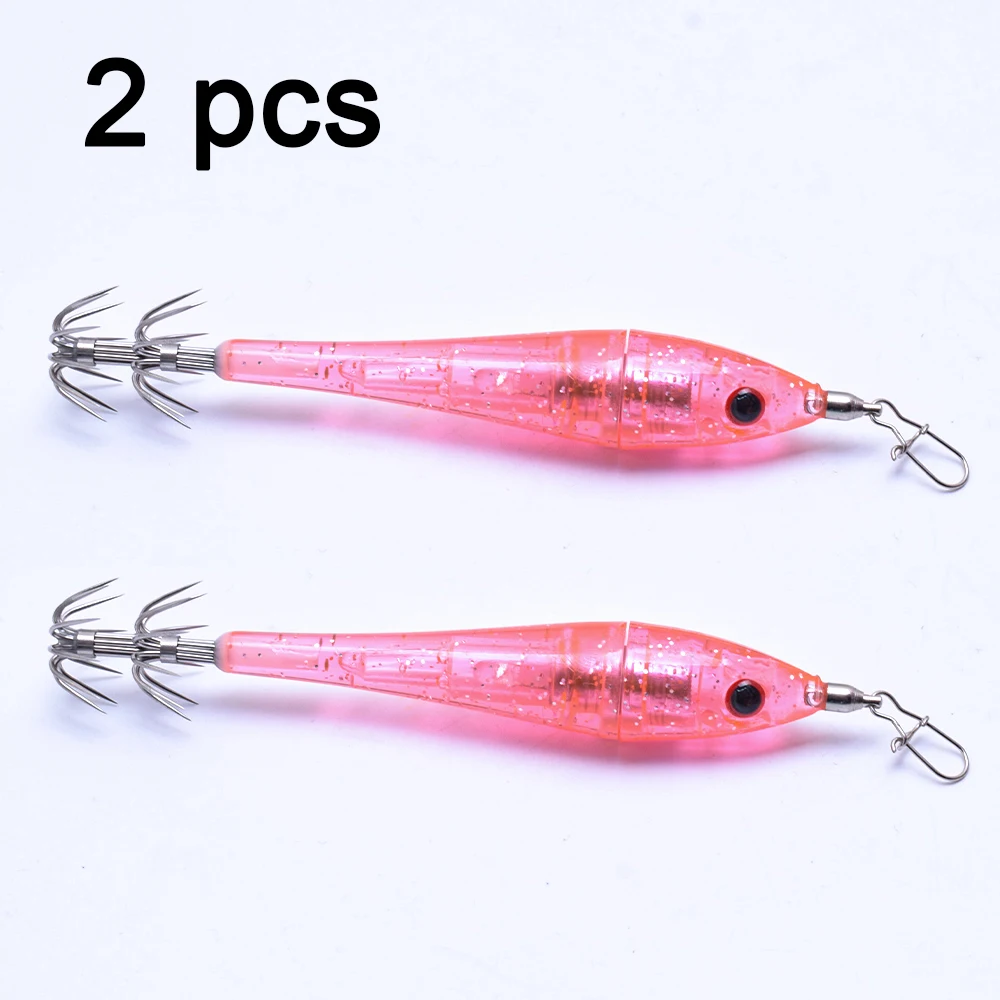 2 pcs LED underwater lure light, simulated bait with hook, electronic wooden shrimp, powerful double-layer squid - imagen 5