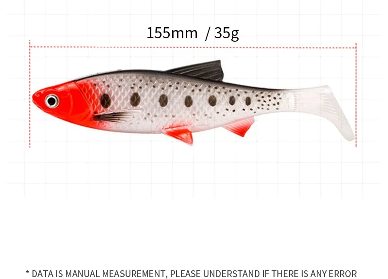 Señuelo de pesca de plástico suave de hundimiento grande, 35g, ojos 3D, Artificial, Swimbait, Wobbler, salmón, Lucio, tarpón, 1 piezas - imagen 5