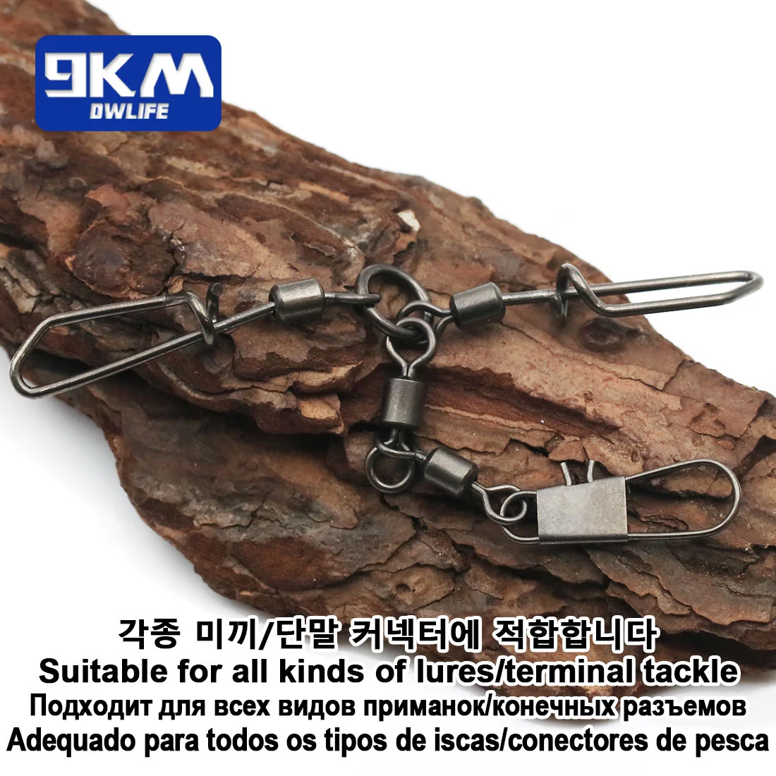 9KM giratorios de 3 vías 5 ~ 20 piezas conector de Clip a presión de calamar plataforma giratoria de agua salada accesorios de aparejos de agua dulce - imagen 3