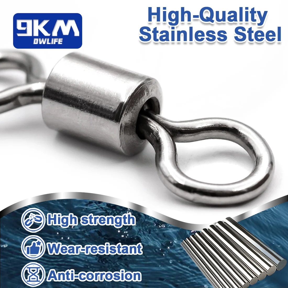 Giratorios de pesca, 25 ~ 100 Uds., barril rodante de acero inoxidable, conector de sedal de pesca, anillos sólidos Micro giratorios, aparejos de pesca - imagen 3