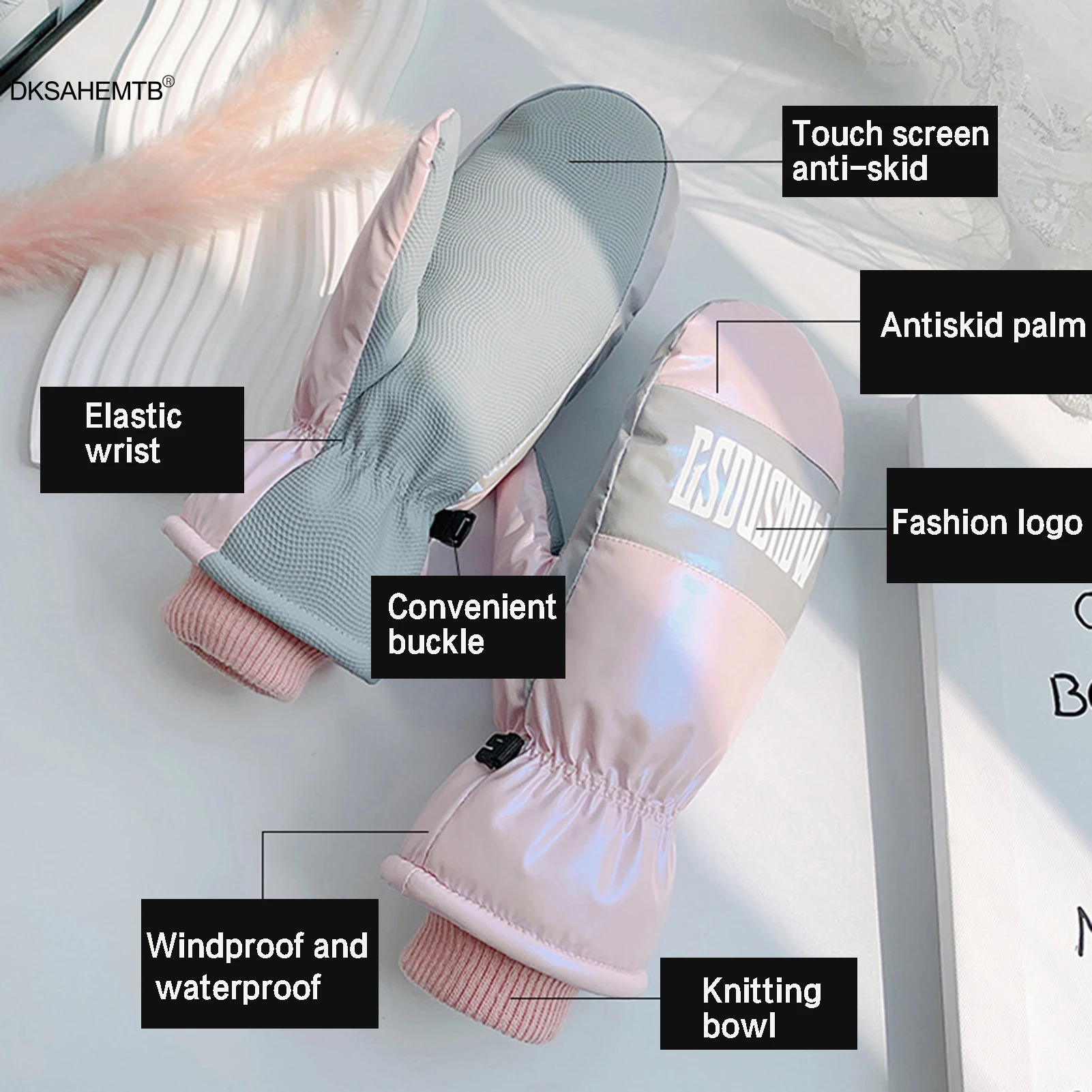 Guantes de esquí impermeables, guantes cálidos a prueba de viento con dedos completos a la moda para hombres y mujeres, guantes para deportes al aire libre para regalos de navidad 2024 - imagen 4