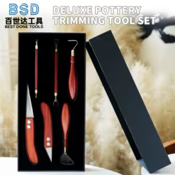Juego de herramientas de corte de cerámica de lujo: cuchillos de corte de arcilla de doble punta de Coralwood rojo y carburo