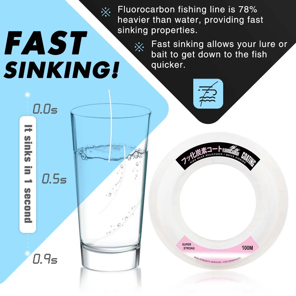 ZUKIBO-sedal de pesca con revestimiento de fluorocarbono 100% azul, alta resistencia, 100M, 200M, 300M, 500M, 1000M, línea de monofilamento líder de carbono japonés - imagen 5