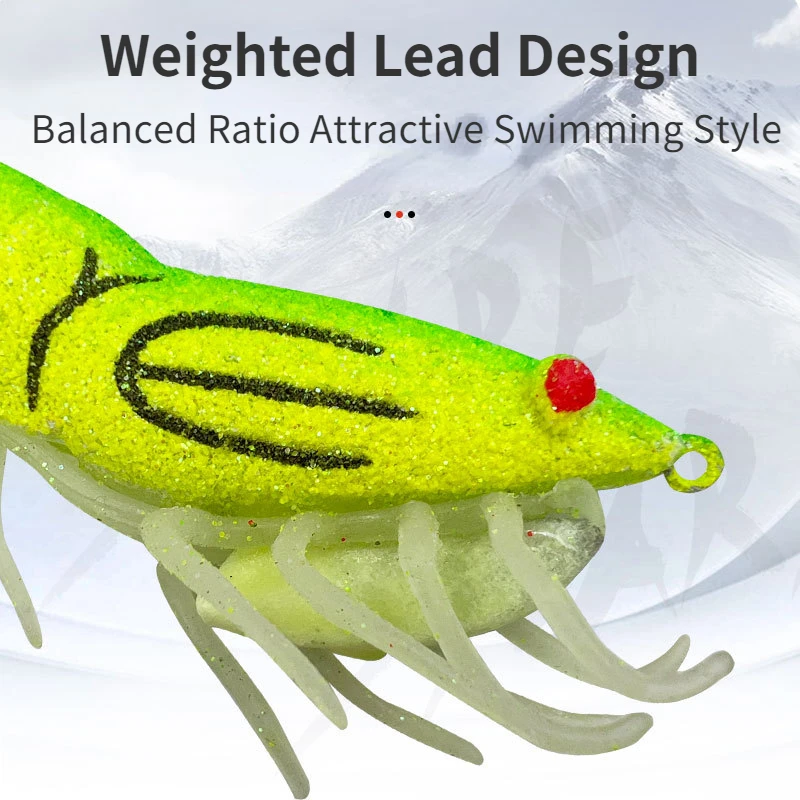 Lua-anzuelos de calamar de madera para camarones, cebos de Pesca de Mar, cebos falsos fluorescentes de todas las capas, 8 piezas - imagen 2