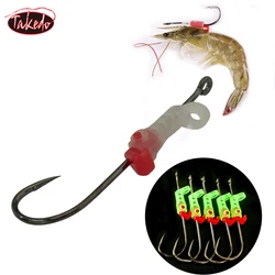 TAKEDO S #   M #   L L #   Gancho luminoso para soporte de camarones vivos, anzuelo de pesca de boca torcida de acero rico en carbono, pesca en el mar, lubina, atún, trucha
