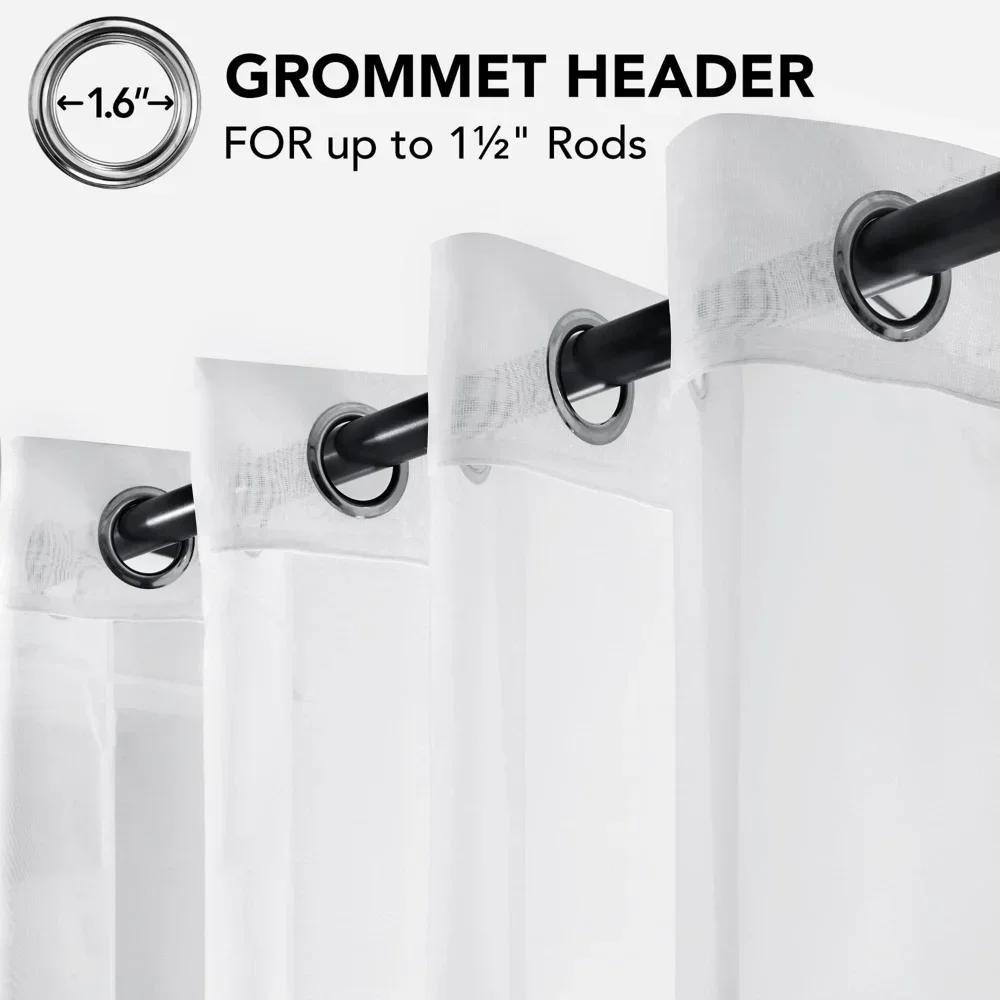 Cortinas transparentes de 132CM de ancho para decoración del hogar, ojales, tratamientos de ventanas elegantes y aireados y ligeros con filtrado de luz para dormitorio - imagen 5