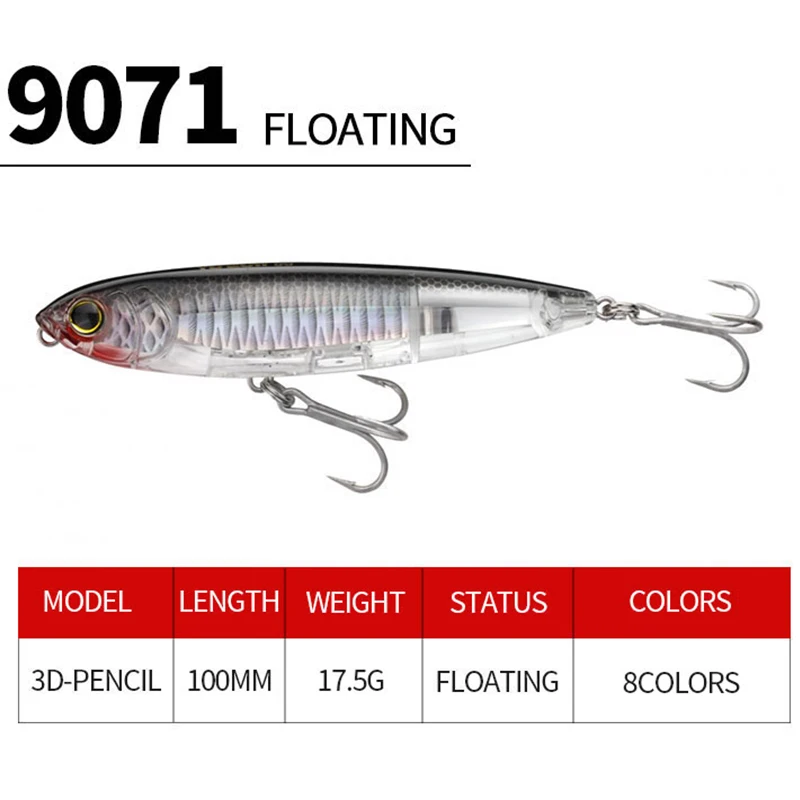 Señuelo de pesca con lápiz Topwater, 100mm, 17,5g, el mejor cebo para lubina, superficie de pesca, señuelo duro flotante Wobblers, todo para pescar - imagen 2