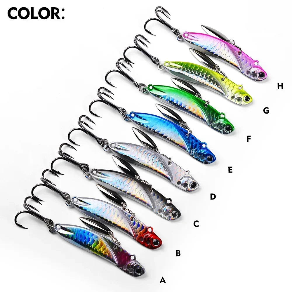 Plantillas de Metal que se hunden, 1 unidad, 10g, 20g, señuelos Ratlin con vibración, cebo Artificial VIB de fundición larga, Pesca Isca Wobbler para señuelo de Pesca de lubina - imagen 5