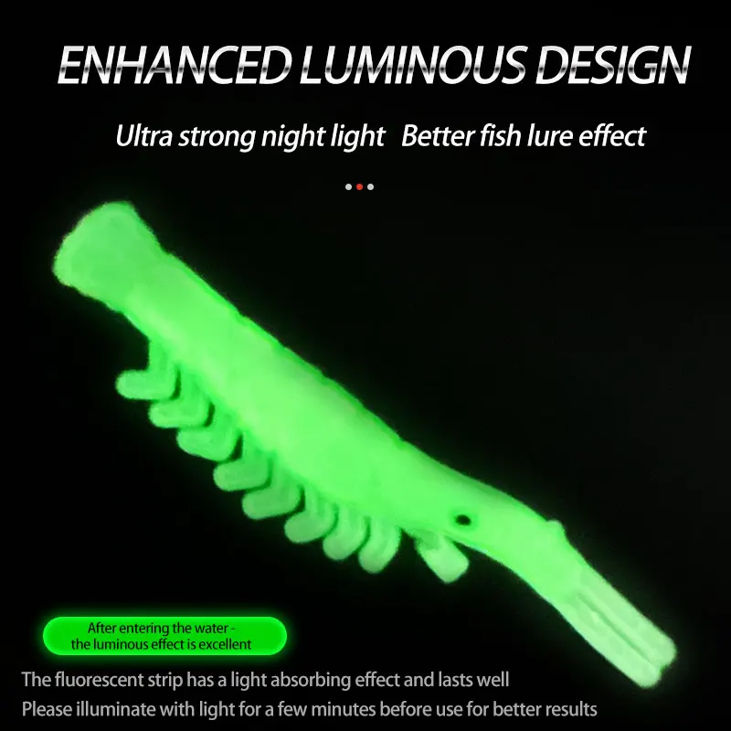 50 Uds. Señuelos de pesca de camarones suaves, cebo de goma Artificial que brilla, cebo de gusano de camarón pequeño, señuelo de pesca para lubina, pez, trucha - imagen 5