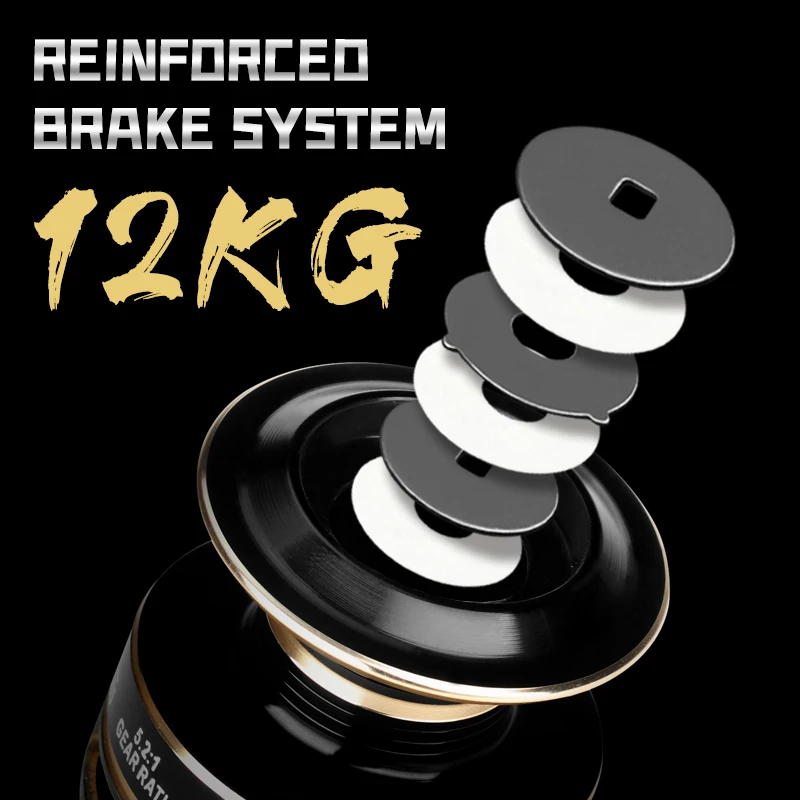 Carretes giratorios de arrastre máximo de 12KG, Carrete de pesca 5,2: 1, carrete de pesca con mango de Metal, carretes de agua salada para accesorios de pesca 2023 - imagen 3