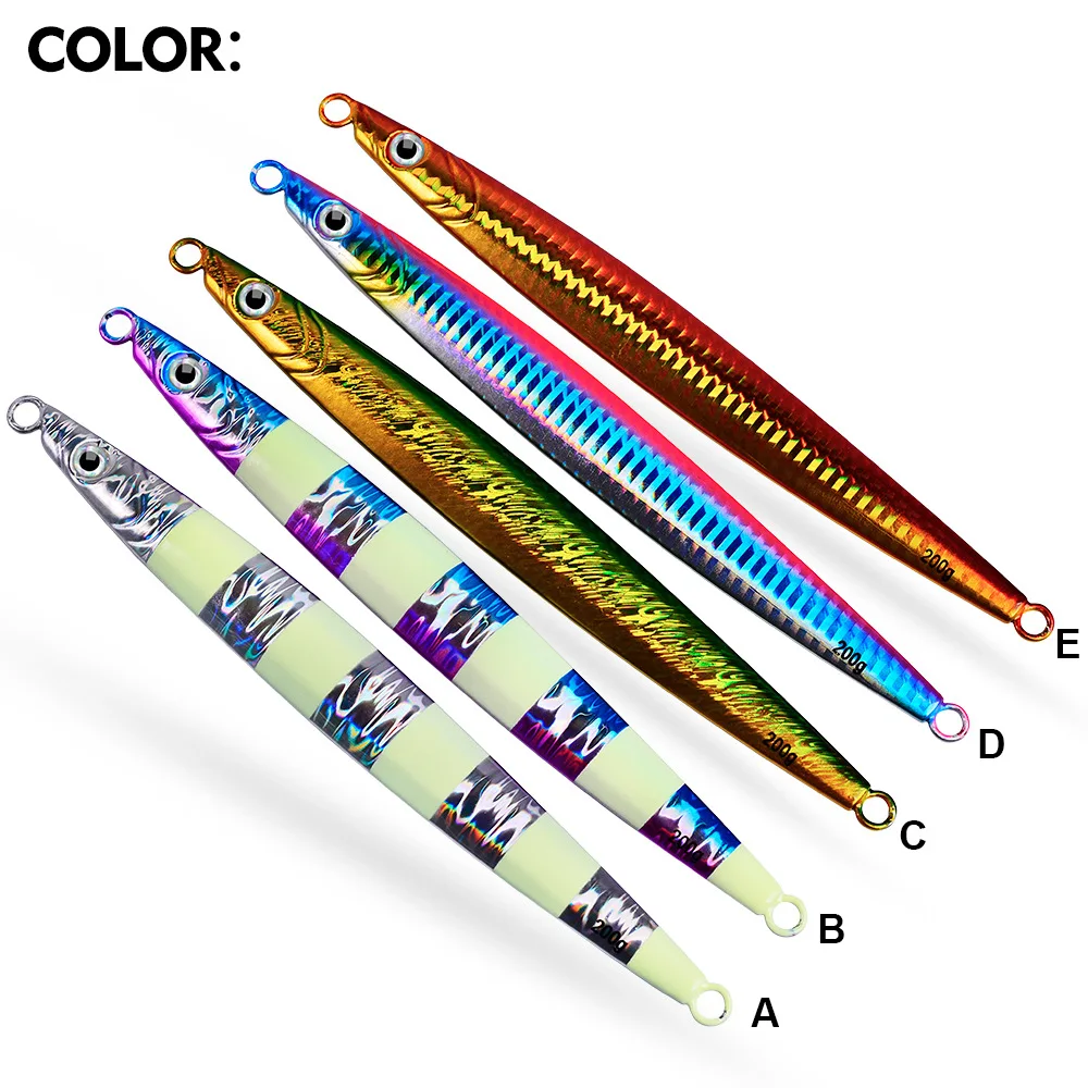 Plantilla de Metal de extracción rápida, cebo Artificial de 100g y 200g, cuchara de Jigging rápida, Señuelos de Pesca, aparejos de agua salada súper duros, 1 Uds. - imagen 4