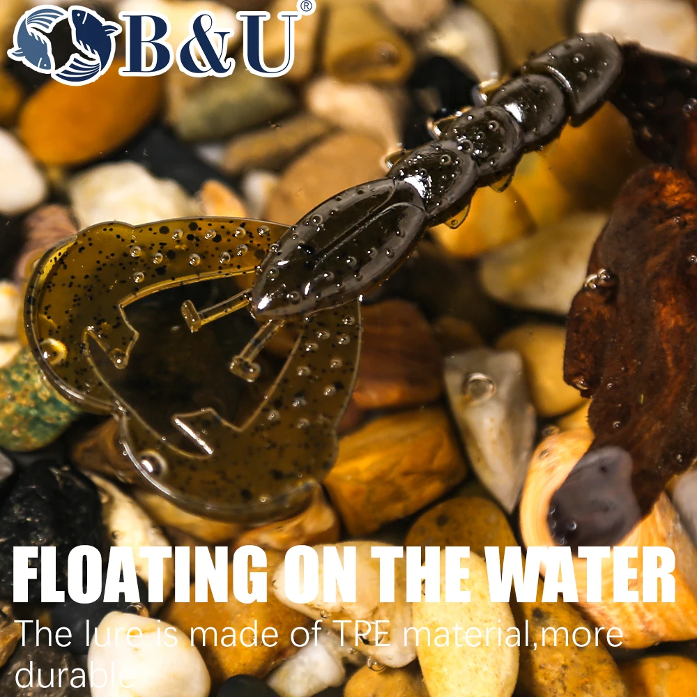 B & U 40mm/60mm Señuelos de Pesca flotantes Craws Camarones señuelo suave cebo de pesca Wobblers señuelos de lubina silicona suave - imagen 4