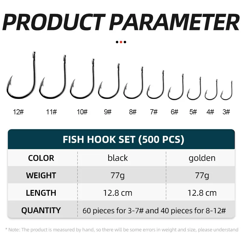 Juego de anzuelos de pesca de piezas, caja de anzuelos circulares de acero de alto carbono con púas, accesorios de pesca de pulpo de agua salada, 500 - imagen 5