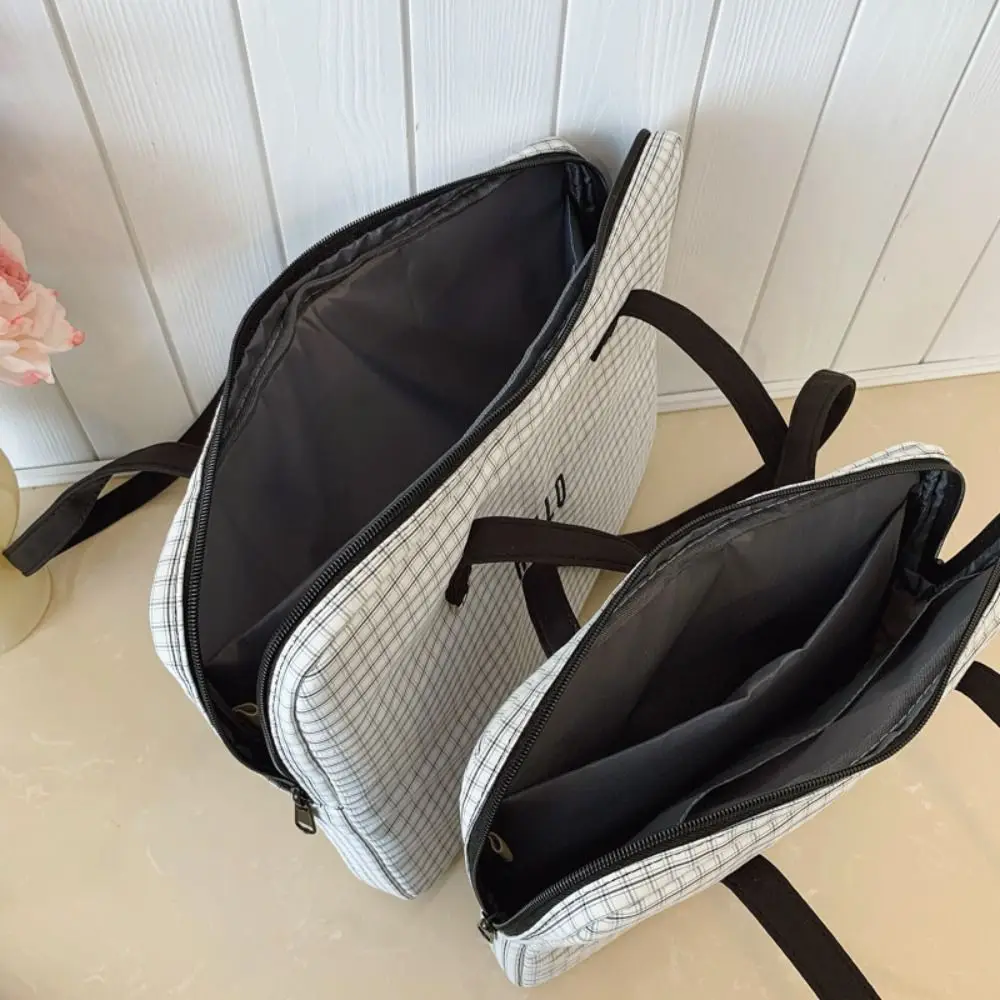 Bolso de hombro para ordenador portátil de 13/14 pulgadas, funda para tableta a prueba de golpes de gran capacidad, patrón de rejilla multifuncional, bolso de viaje para ordenador portátil - imagen 5