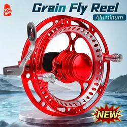Carretes de pesca con rueda de grano de Metal, luz portátil, aleación de aluminio, esfera manual, balsa, suministros de pesca de sanguijuela frontal, 1 ud.