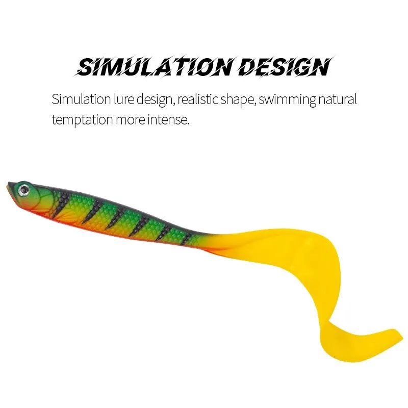 Señuelos de Pesca de cola larga, cebo blando de silicona Artificial 3D, Wobblers para carpa, Lucio, trucha, 12,5 cm, 6,5g, 1 unidad - imagen 4