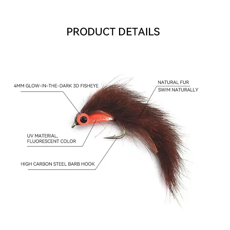 Zonker Fly Flashabou con ardilla y anzuelo de mar para lubina y trucha