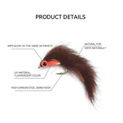 Zonker Fly Flashabou con ardilla y anzuelo de mar para lubina y trucha