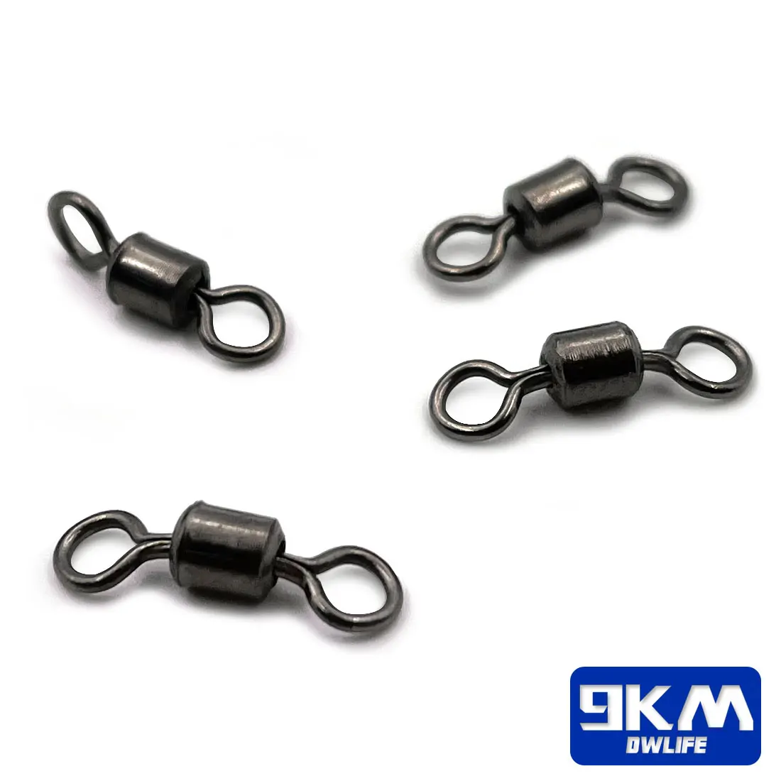 Aparejos giratorios de barril rodante para pesca, 100 Uds., rodamiento de bolas, conector a presión giratorio para pesca, conector de señuelos de níquel para humo de agua salada - imagen 5