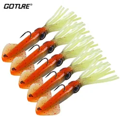 Señuelo de pesca suave de calamar Goture, 14cm, 36g, plantilla de pulpo biónico, cebo Artificial luminoso de silicona, mezcla de colores para pesca en barcos de mar