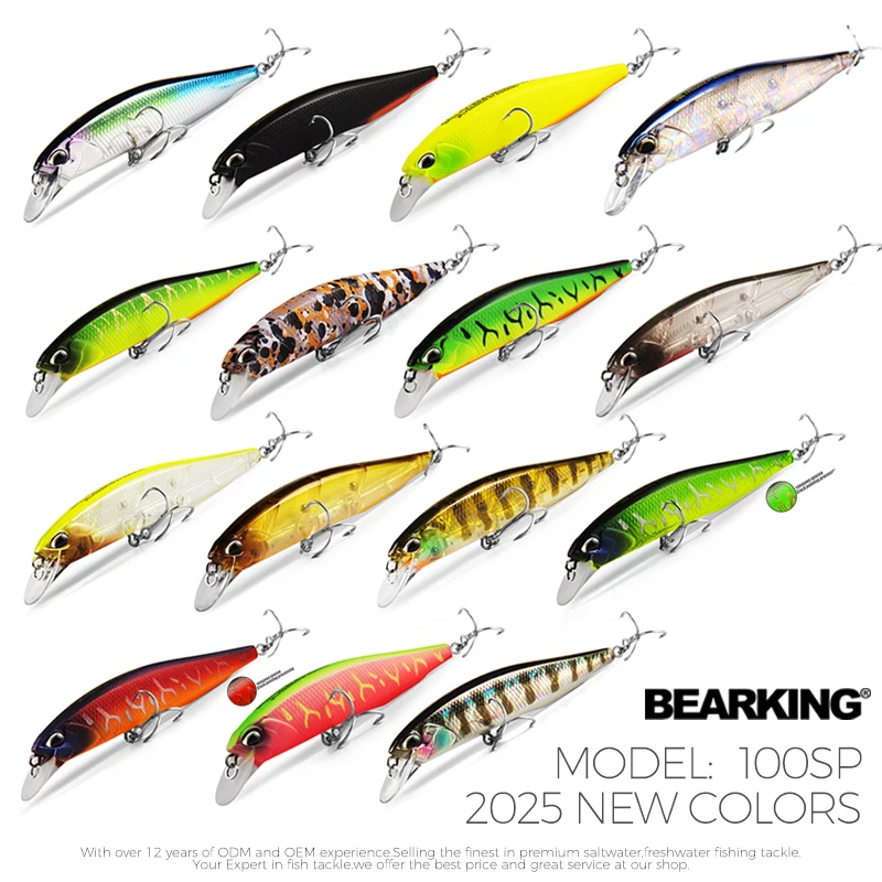 BEARKING gran oferta Minnow 10cm 14,5g Señuelos de pesca Profundidad 0,8-1,5 m cebo duro 30 colores para elegir Minnow calidad profesional Minnow - imagen 5