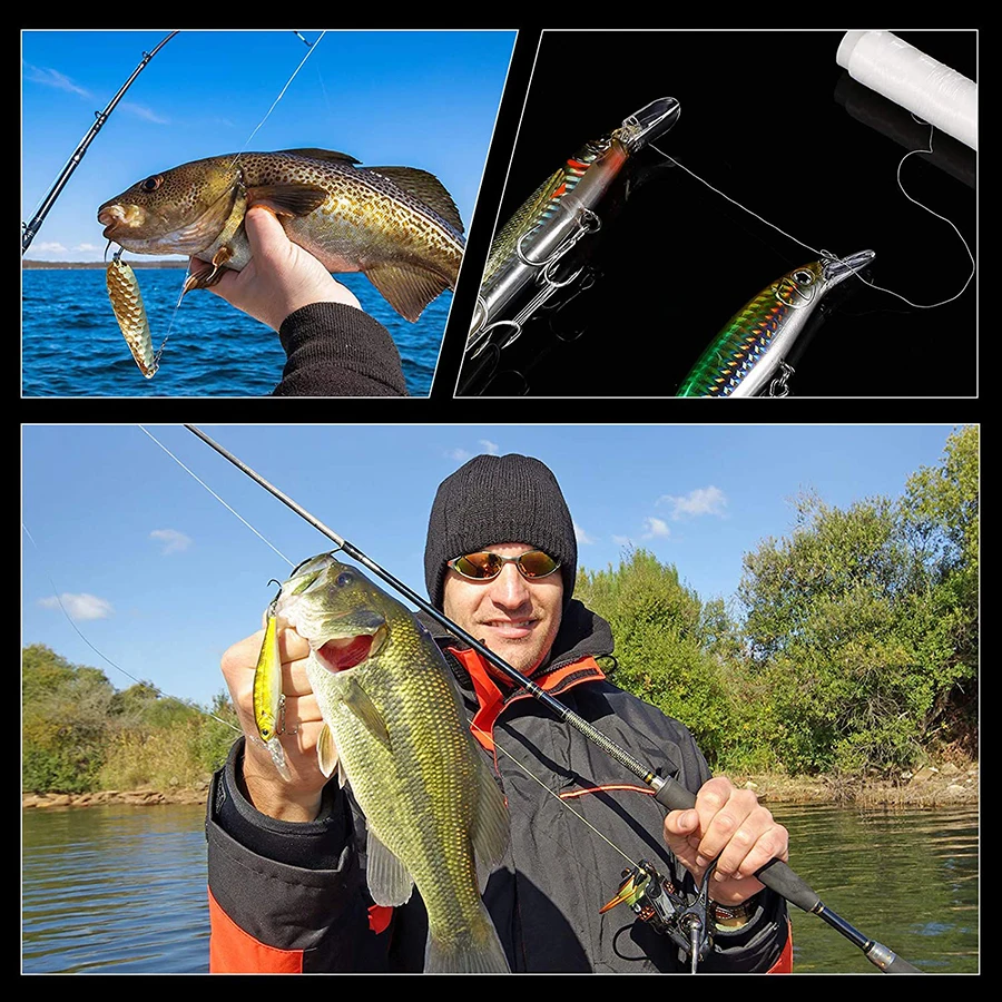 Cebo de pesca de nailon, hilo elástico de 0,2mm de longitud, 656 pies, Invisible, herramienta de pesca, accesorios, blanco, 4 piezas - imagen 5