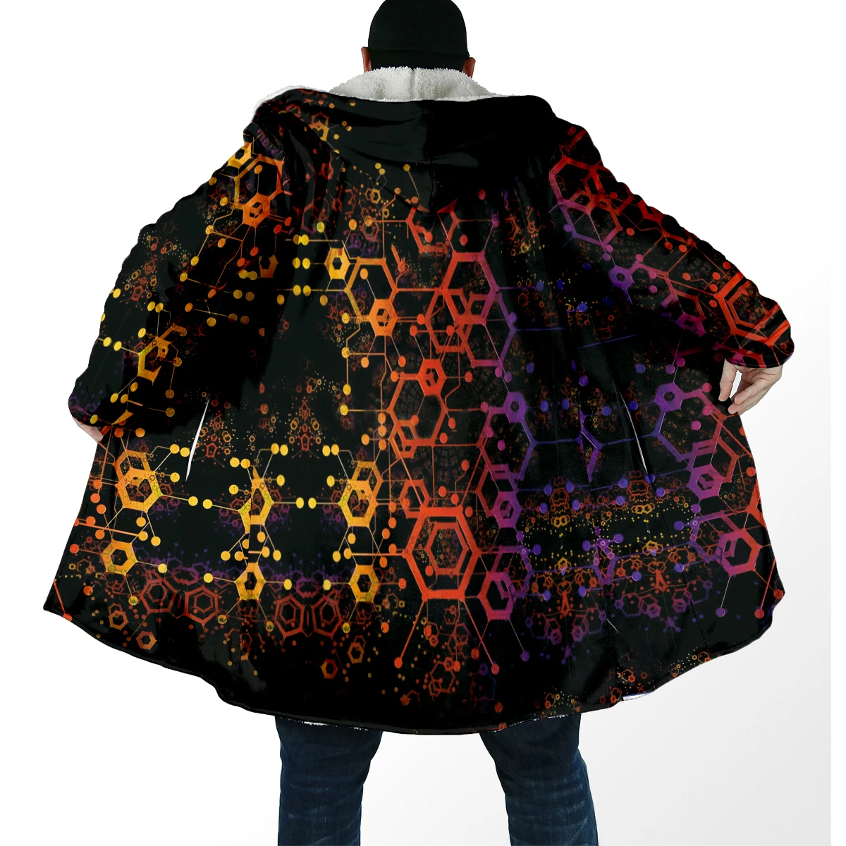 Capa de invierno unisex DP103 – Estampado psicodélico 3D con capucha - imagen 2
