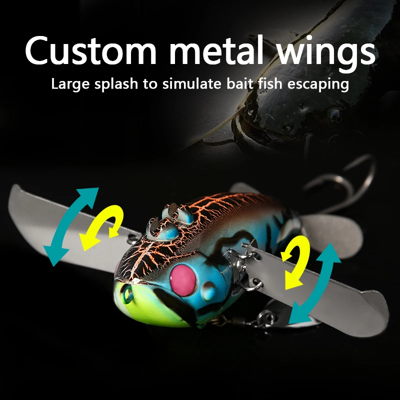 LETOYO 70mm/20g cebo ruidoso Topwater hélice de cigarra dorada Popper señuelo biónico flotante cebos duros para lubina bagre - imagen 4