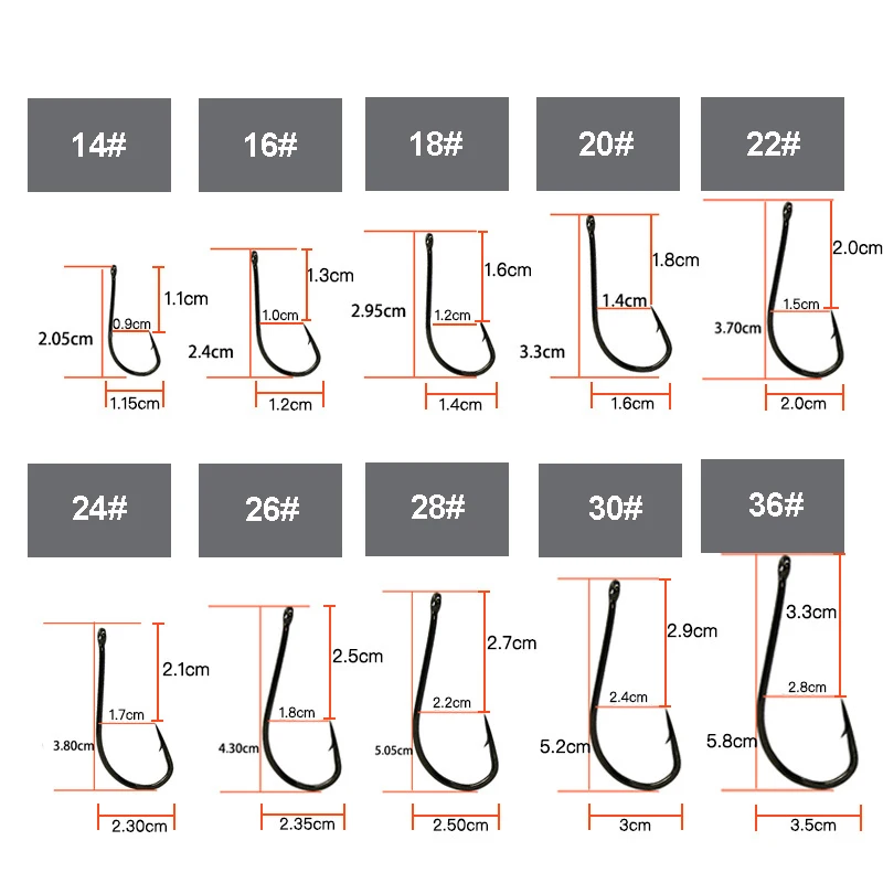 Anzuelo de pesca de piezas, anzuelos de pesca de agua salada 14 #-36 #, con púas de acero de alto carbono, anzuelos de pescado antióxido con ojo, 100 - imagen 2
