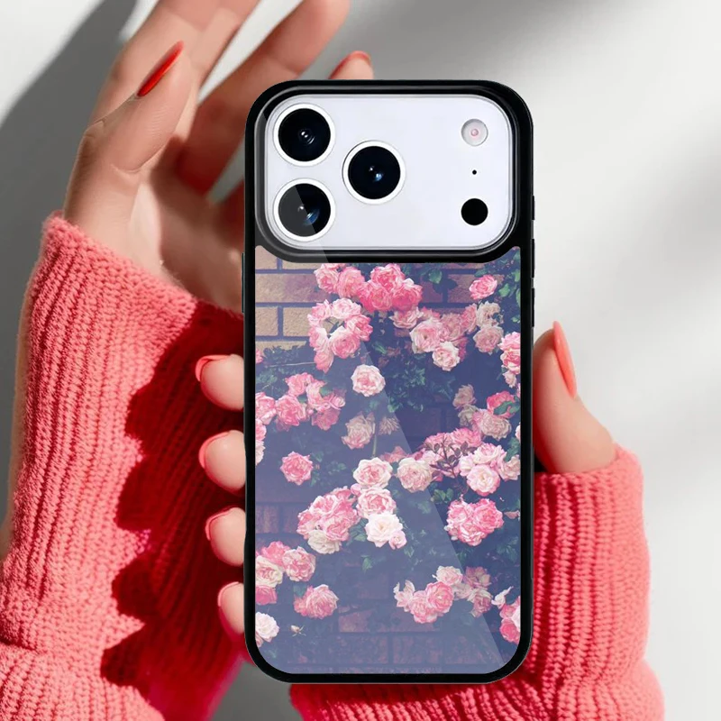 Funda floral con diseño de peonías y rosas para iPhone