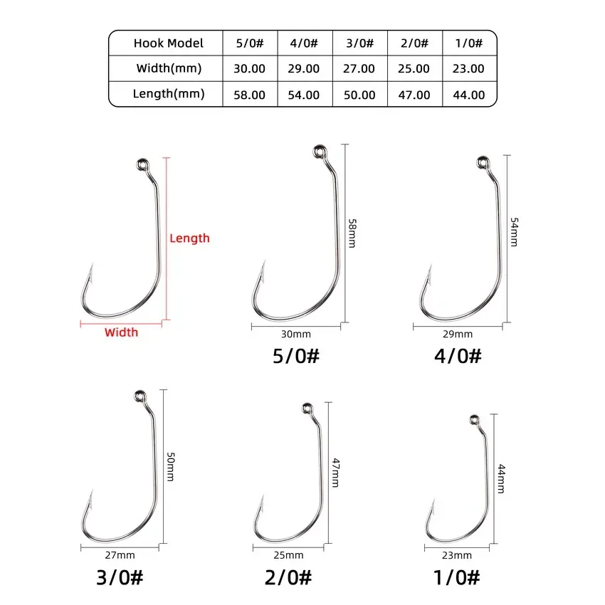 Anzuelos de pesca de carpa de 10 piezas, anzuelos de púas con revestimiento de acero de alto carbono, manivela ancha, aparejos de pesca, 1/0-5/0 # - imagen 2