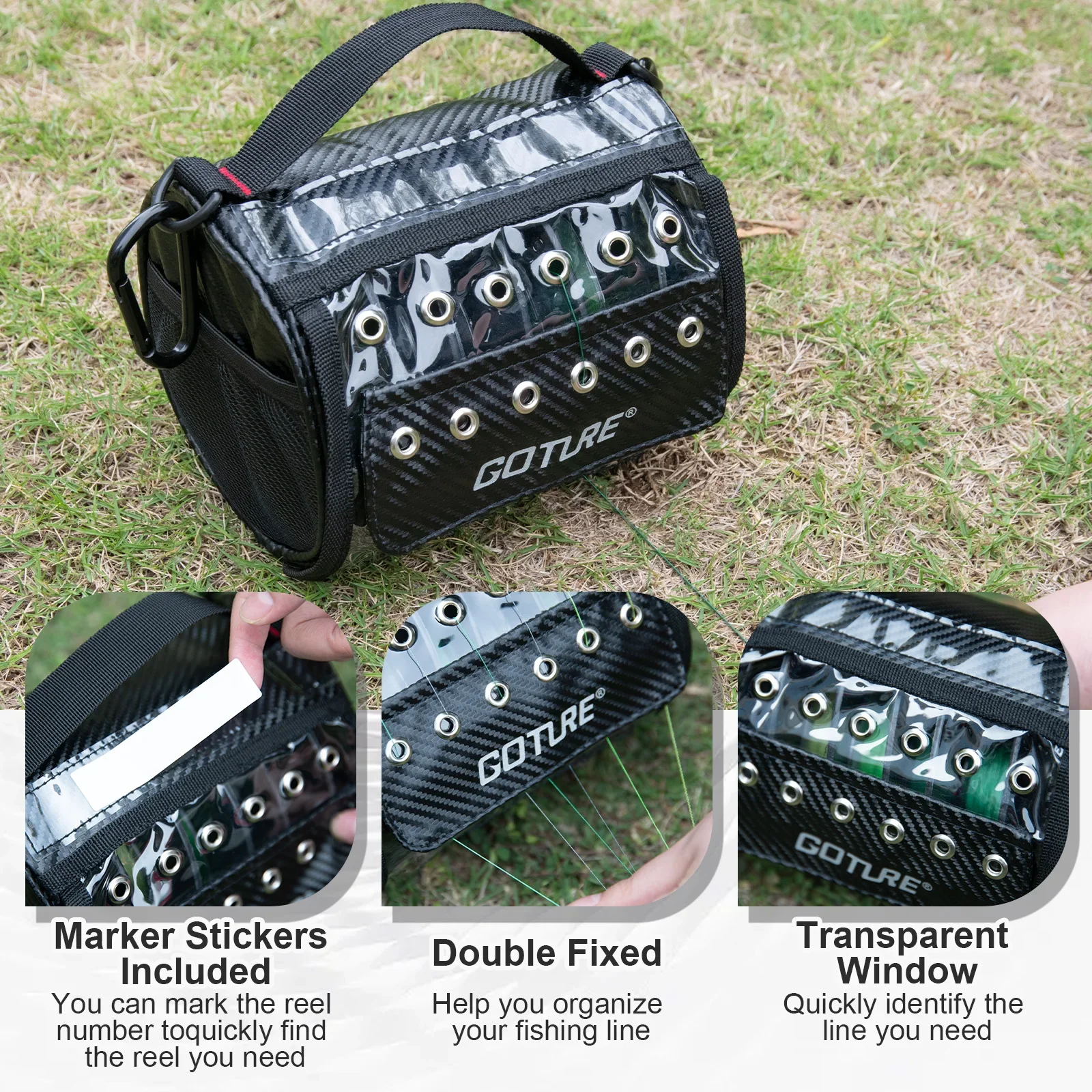 Goture-bolsa de sedal de pesca portátil, impermeable, 3/6 orificios de salida, aparejos de pesca ligeros para exteriores, bolsa de almacenamiento de señuelos, accesorios - imagen 5