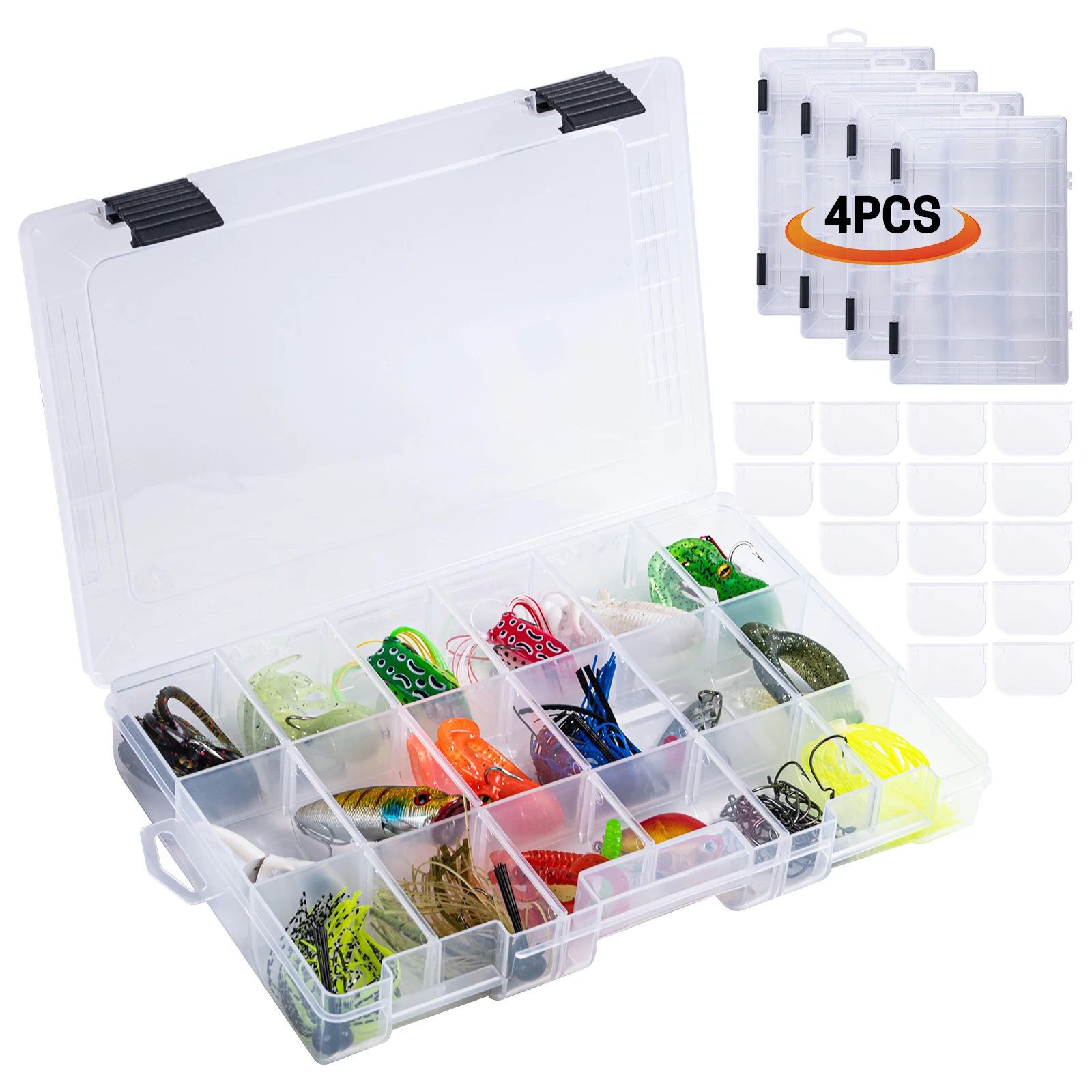 Goture, nuevo anzuelo de pesca, caja de almacenamiento de cebo, caja de accesorios de plástico, caja cuadrada para anzuelos, caja para aparejos de pesca al aire libre - imagen 3