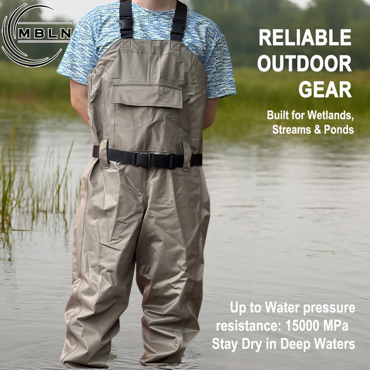 Trampas de pesca impermeables 170T nailon con botas caqui - imagen 4