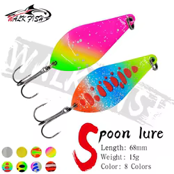 WALK FISH-cebo de pesca giratorio, 68mm, 15g, lentejuelas de colores, tres anzuelos, lentejuelas de Metal, cebo de pesca de trucha, cebo Artificial, equipo de pesca