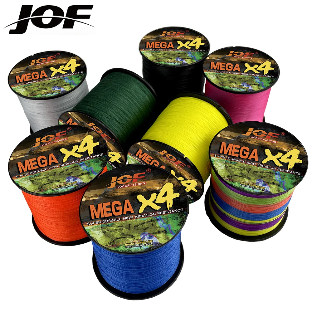 JOF-línea de pesca trenzada de 4 hebras, alambre multifilamento japonés, superfuerte, multicolor, 100M - imagen 4