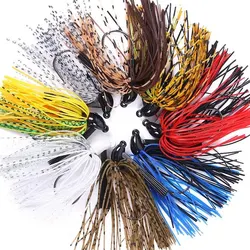 Jig Lure Spinner Bait 10g falda barba Señuelos de pesca plantilla de goma Buzzbait Swim Jig Head para lubina Pike Wobbler anzuelos de pesca