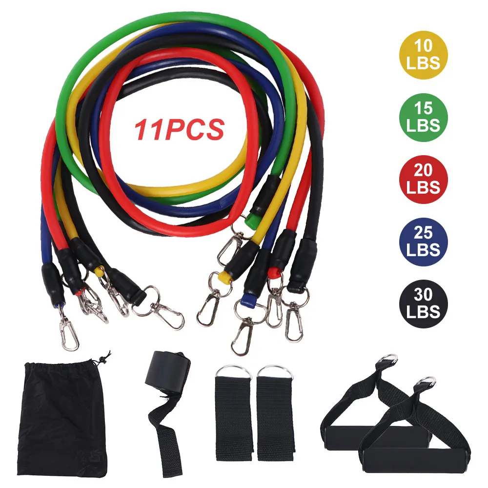 11 unids/set de cuerda de tensión TPE portátil, banda de entrenamiento elástica antirotura duradera, tubos de látex, juego de cuerda de tracción colorida, entrenamiento en casa - imagen 4