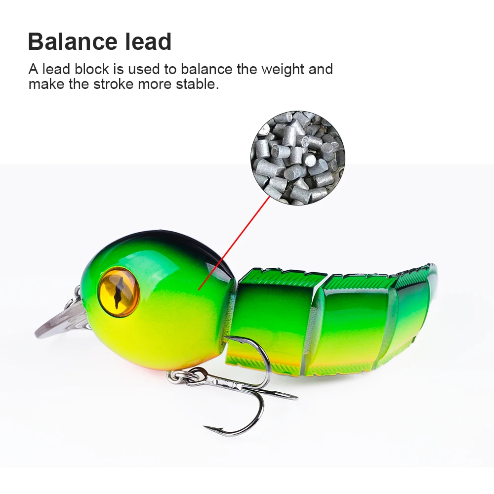 Tadpole-señuelo de pesca que se hunde, 6 pulgadas, 42g, Swimbait multiarticulado, Wobbler, Artificial, plástico duro falso, Minnow, aparejos de lucio - imagen 4