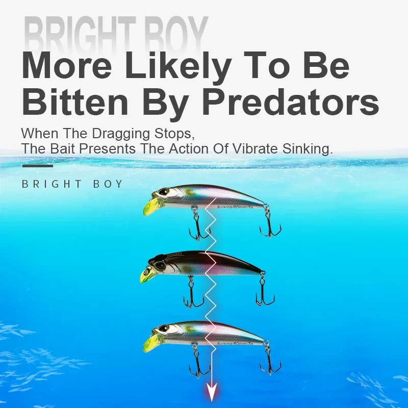 Kingdom Micro Fly Minnow Señuelos de Pesca 3,6g 7g 45mm 60mm cebo de palo que se hunde Artificial ruido duro Wobbler pesca Crankbait Bass - imagen 5