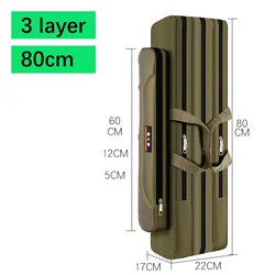 Bolsa de Pesca Portátil con Carcasa Rígida, 80/90/100/120/125CM, Gran Capacidad, para Cañas de Pescar, Carretes y Herramientas de Pesca