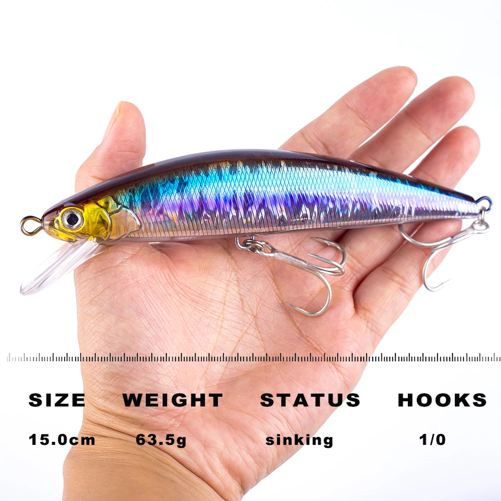 CCLTBA Señuelos de Pesca de juego grande, cebos duros artificiales que se hunden, aparejos de pesca de mar, 15cm, 63,5g - imagen 2