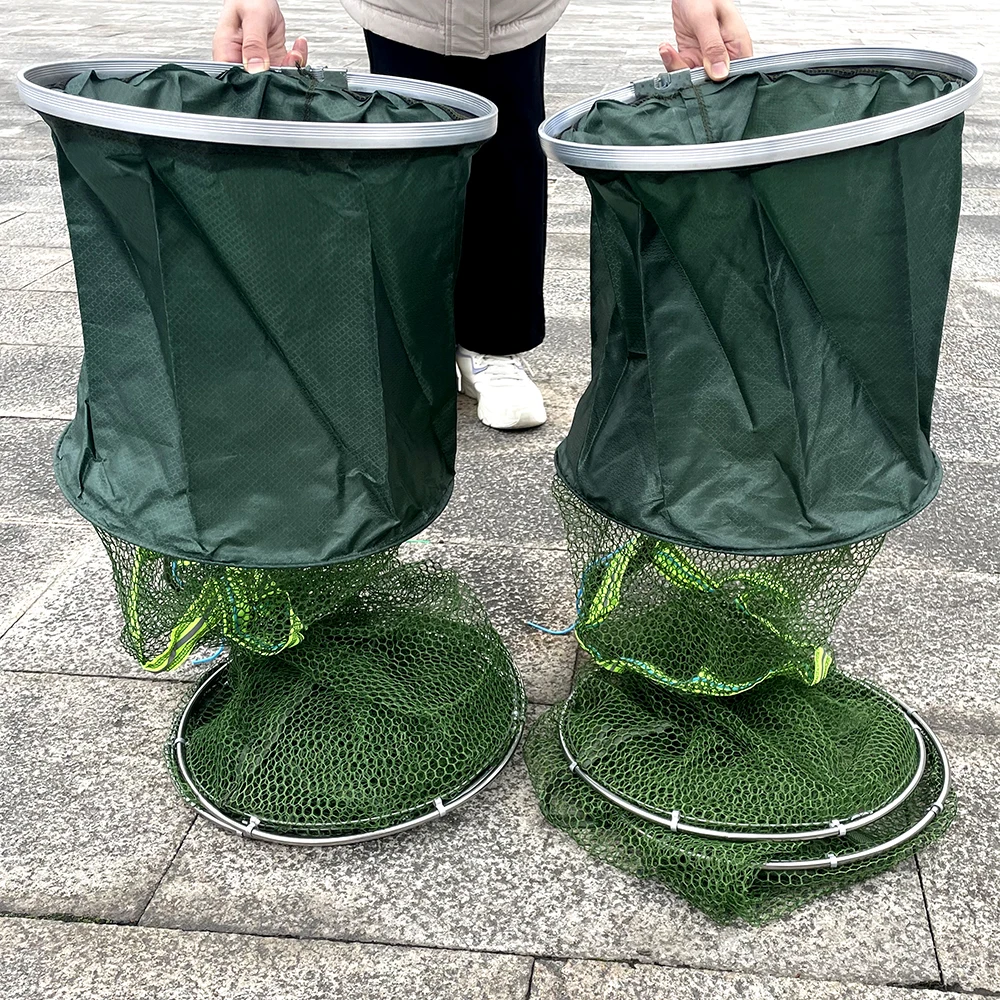 Red de cuidado de pesca con carga de 50kg, cesta de pescado plegable de acero inoxidable, redes de inmersión para mantener los peces vivos en el agua, redes Fyke de almacenamiento grandes - imagen 3