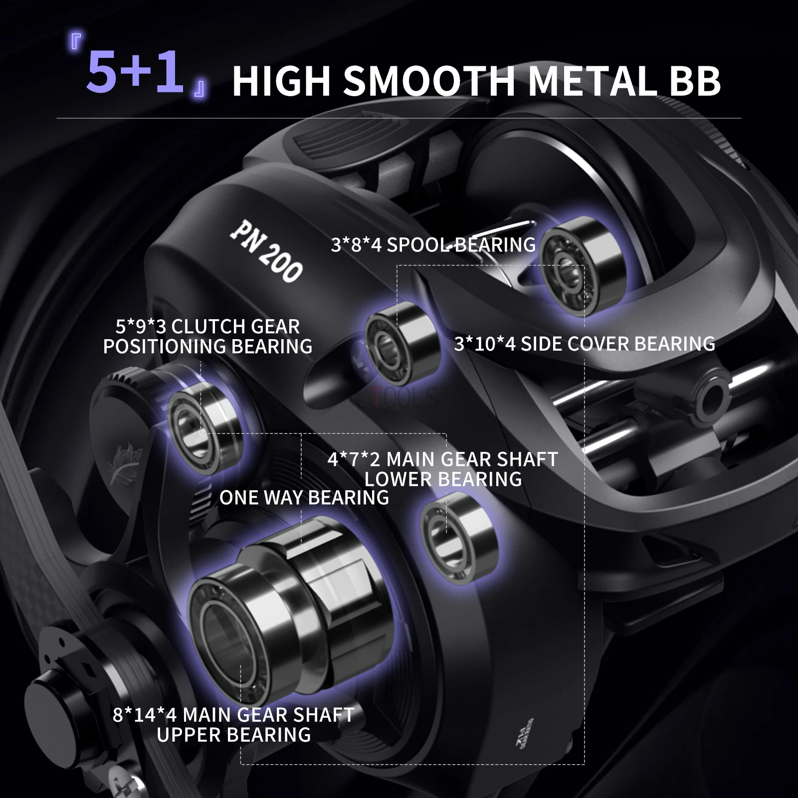 Carretes de Baitcasting ligeros de fibra de carbono PN, 135G, 7,1: 1, relación de engranaje de alta velocidad, carrete de eje corto perfecto para pescar - imagen 5
