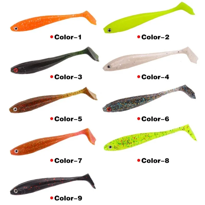 Señuelo Minnow vinilo 8,4 cm ojos 3D pintados a mano cola en T