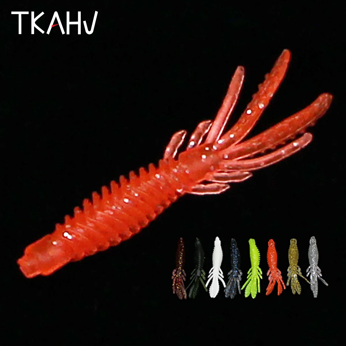 TKAHV-señuelo de pesca suave con olor a pescado, cebo de camarón de sal, doble cola, Jigging, Wobblers, gusano de silicona, agua salada, 75mm, 2,2g, 20 piezas - imagen 4