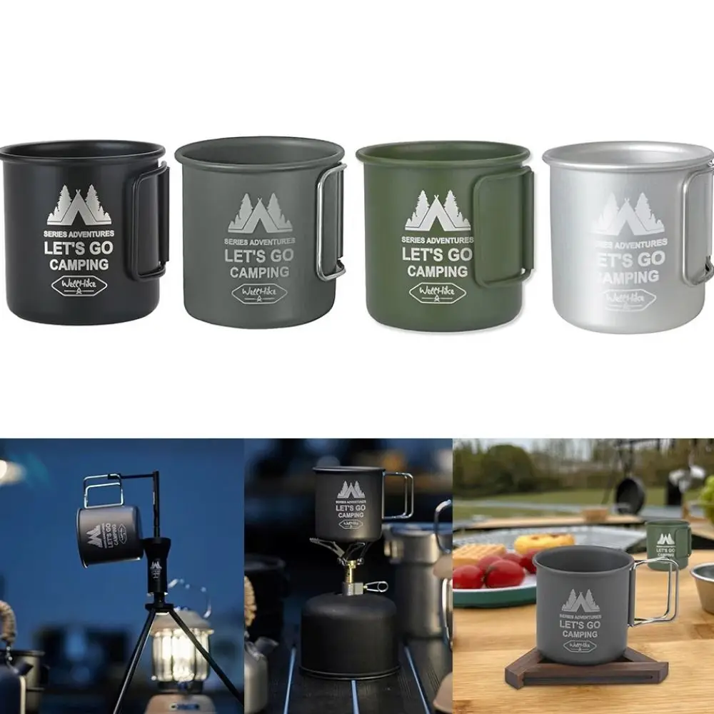 Taza de Camping de aleación de aluminio con mango plegable, taza de café para exteriores, taza de té de agua ultraligera para acampar, Picnic, herramientas para exteriores, 300ML - imagen 3