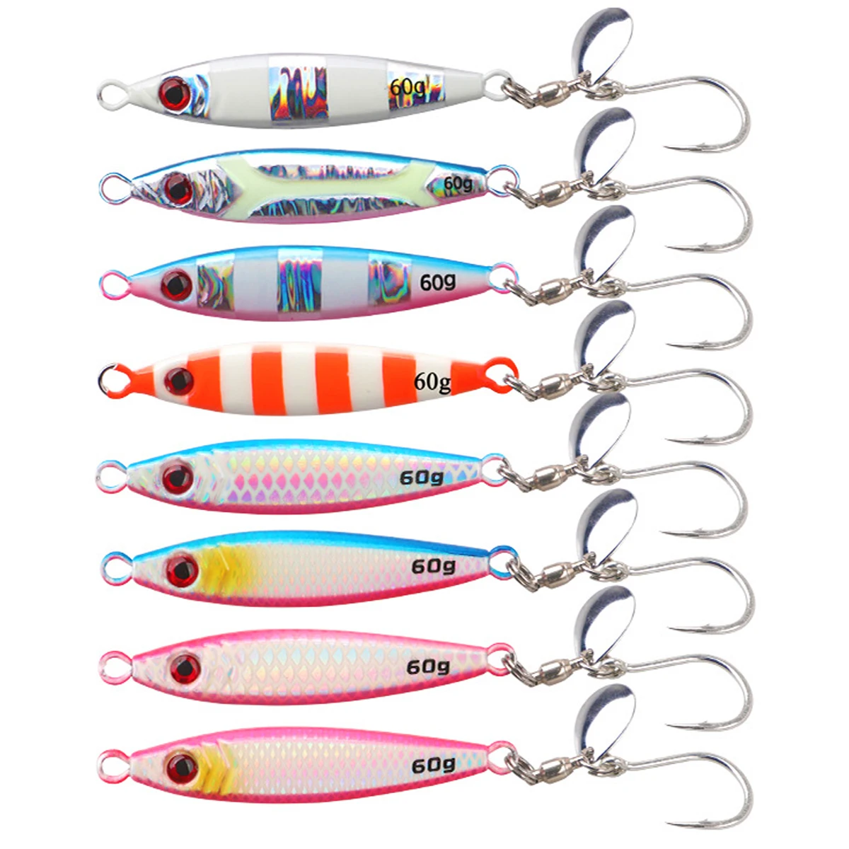 40g60g80g100g plantillas de Metal señuelo de Jigging lento cebo de pesca luminoso Jig pez pesca en alta mar atún caballa Wahoo señuelo de agua salada - imagen 4